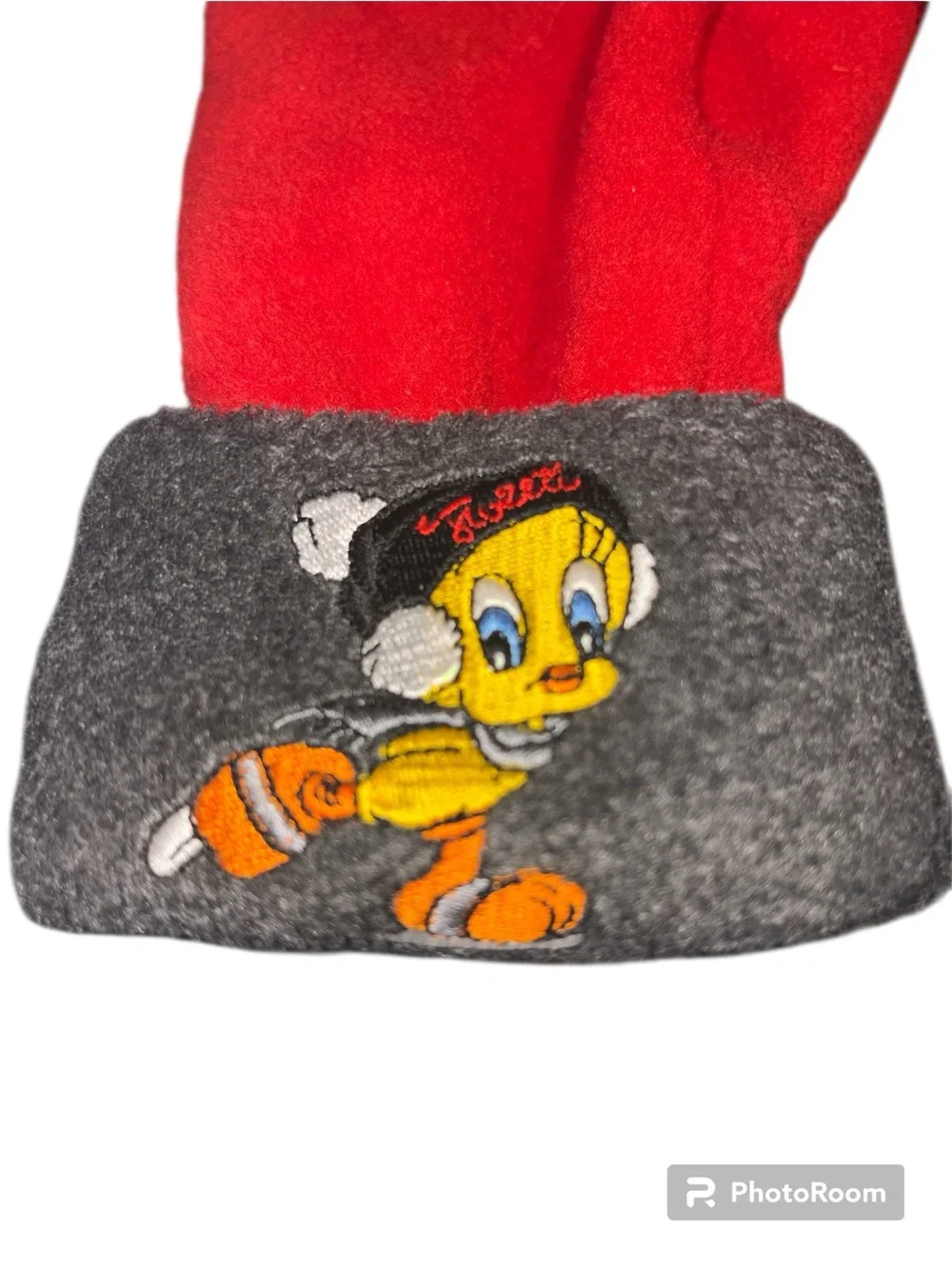 Vintage Looney Tunes Tweetie Bird Y2K Fleece  Medium Gloves Figure Skate